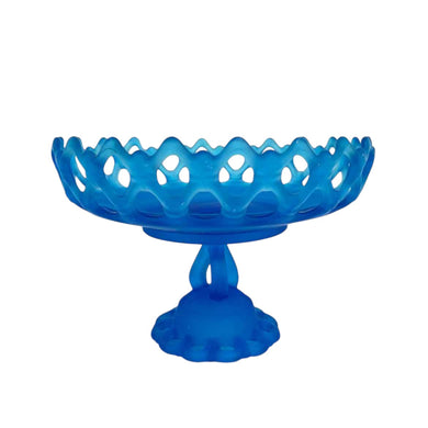 Blue Satin Glass Compote