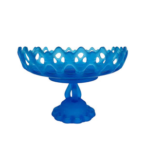 Blue Satin Glass Compote
