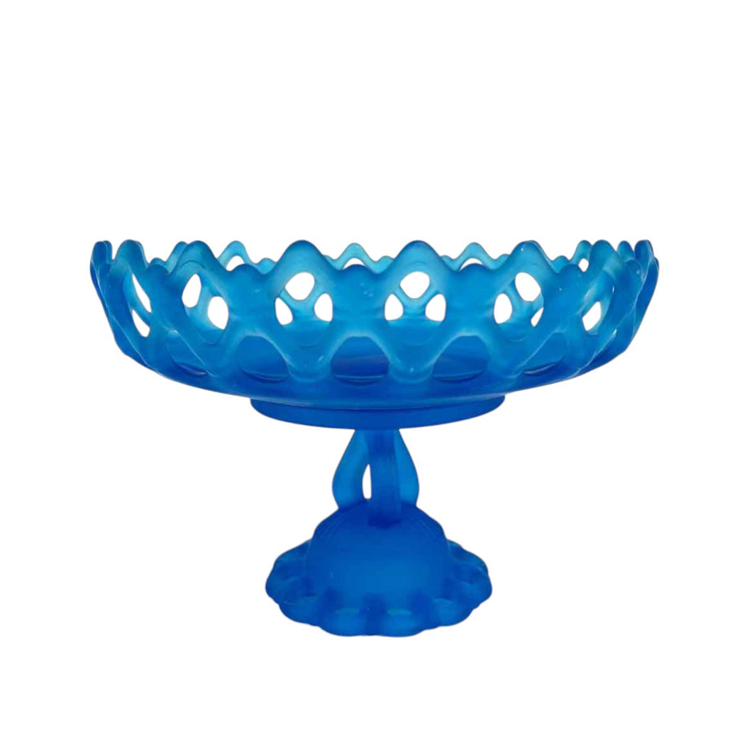 Blue Satin Glass Compote