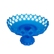 Load image into Gallery viewer, Blue Satin Glass Compote