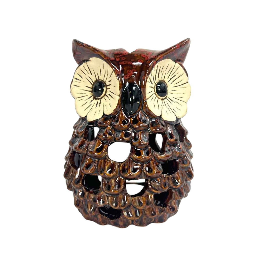 Drip Glaze Owl Candleholder
