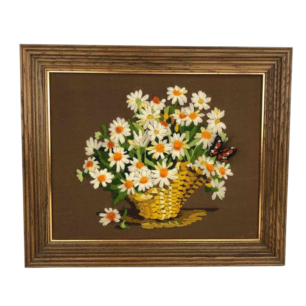Daisy Floral Still Life Crewel Art