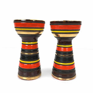 Modern Striped Pottery Candle Holders