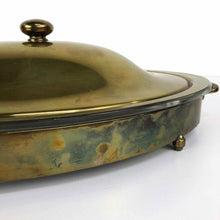 Load image into Gallery viewer, Brass &amp; Glass Oval Serving Dish