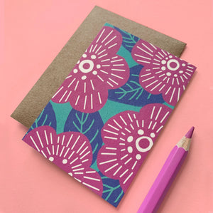 Magenta Flowers Mini Card