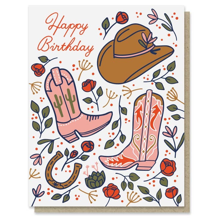 Western Rose Birthday Card