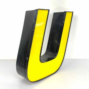 Italic Yellow Sign Letter U