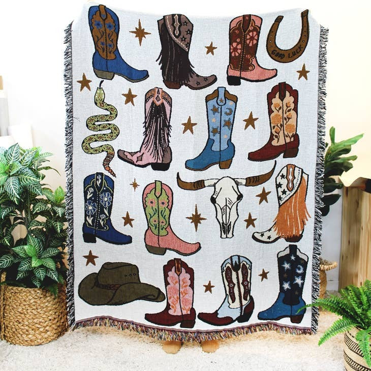 Howdy Cowgirl Boots Blanket