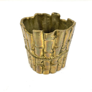 Faux Bamboo Brass Planter