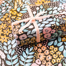 Load image into Gallery viewer, Black Floral Wrapping Paper