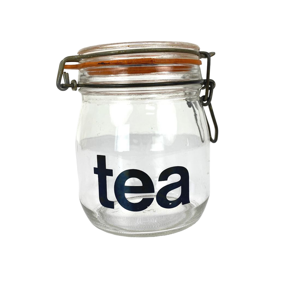 Glass Tea Typography Canister