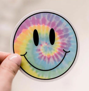 Tie Dye Smiley Face Clear Sticker