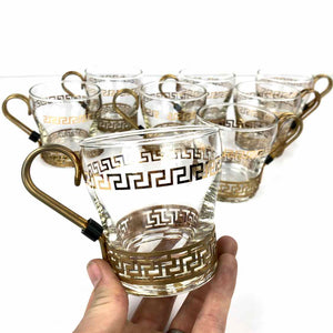 Gold Greek Key Coffee Glasses