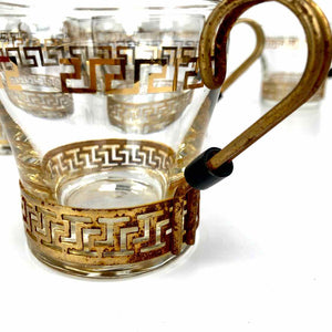 Gold Greek Key Coffee Glasses