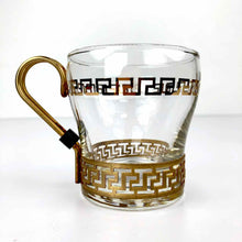 Load image into Gallery viewer, Gold Greek Key Coffee Glasses