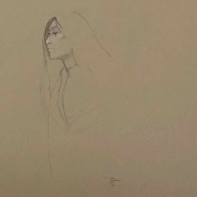 Minimal Woman Colored Pencil Drawing