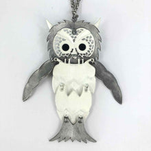 Load image into Gallery viewer, Silver &amp; White Owl Necklace