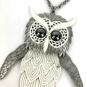 Silver & White Owl Necklace